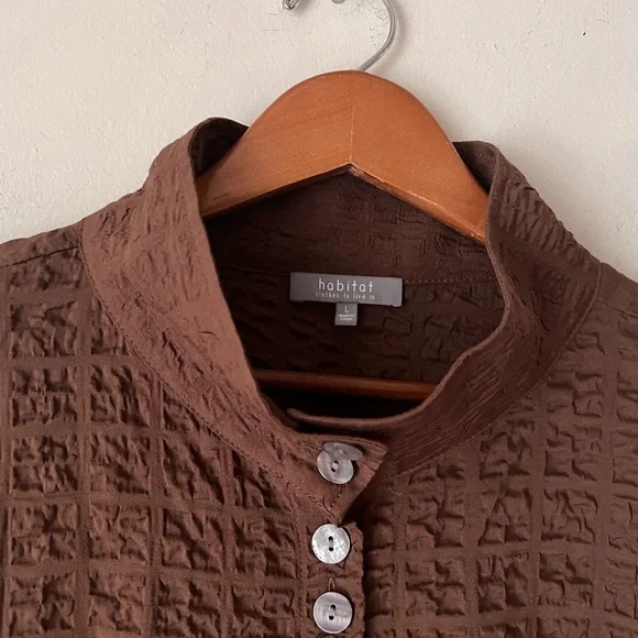 NWT Habitat Button Front Textured Sz L Lightweight Jacket in Choco Brown Artsy - Picture 3 of 12